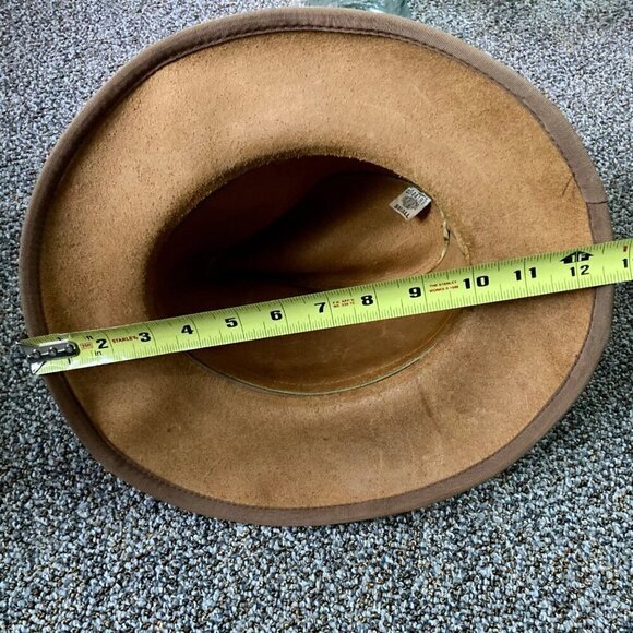 Vintage United Hatters Millinery Leather Cowboy Hat w/ Feathers USA Size Small - Picture 9 of 9